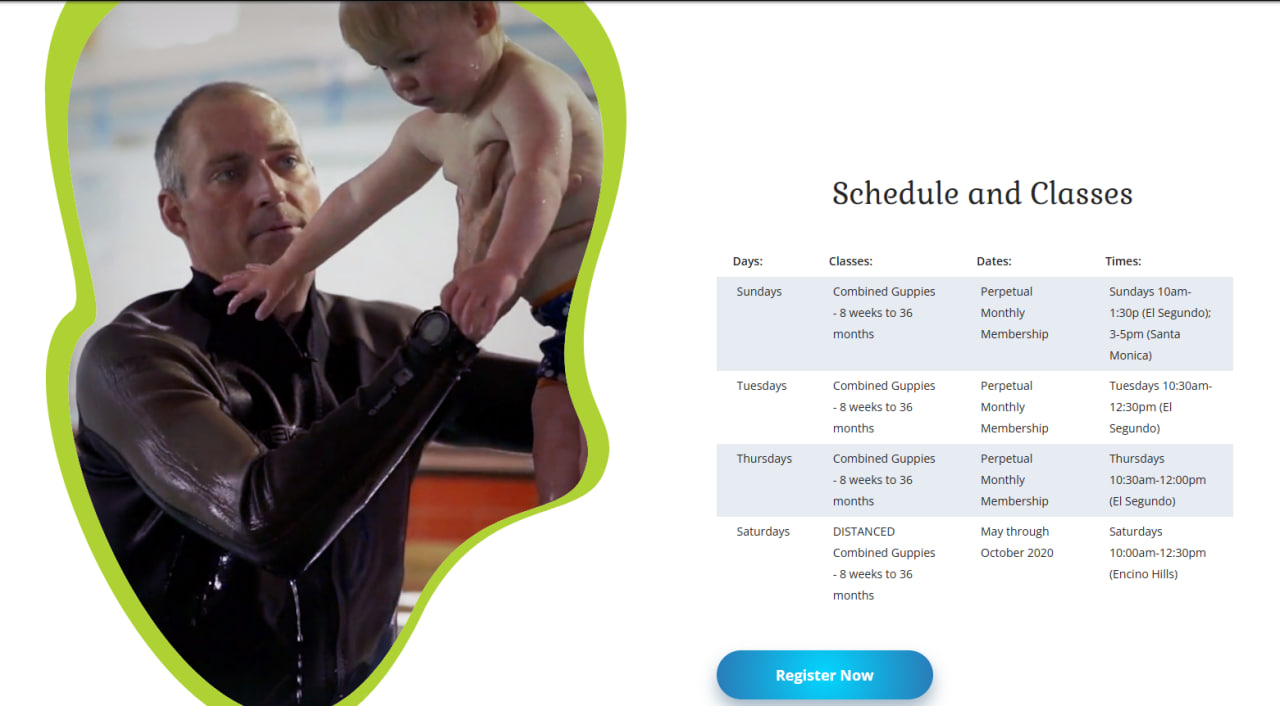 Swimming LA Wordpress site schedule